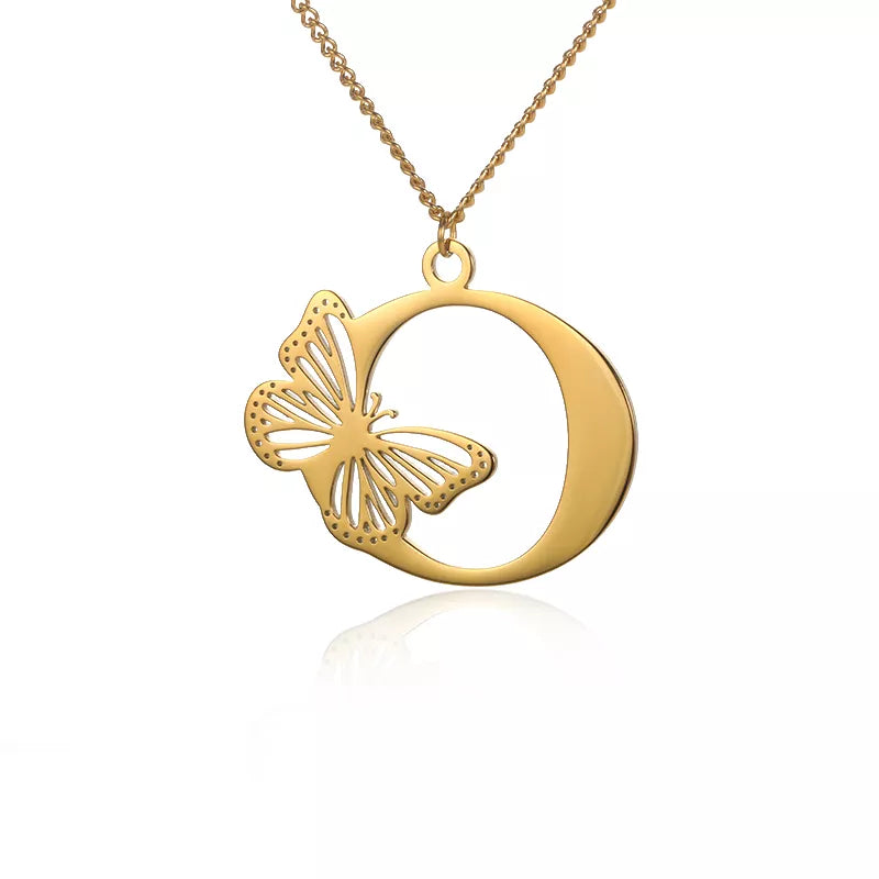 18-carat gold-plated butterfly liberty initials necklace