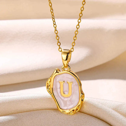 18-carat gold-plated ocean necklace with seabed initials