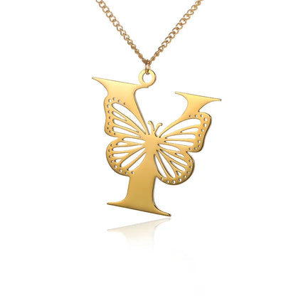 18-carat gold-plated butterfly liberty initials necklace