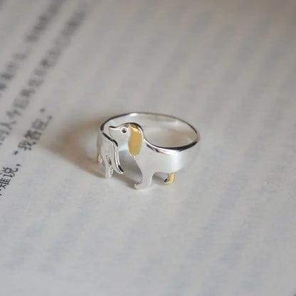 Dachshund 925 Sterling Silver Ring – Adjustable Size