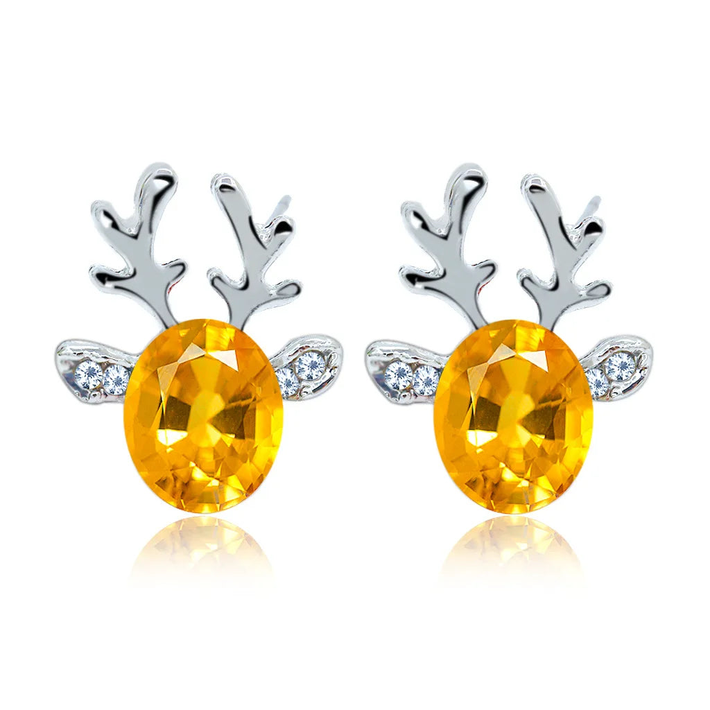 Crystal Reindeer Holiday Earrings