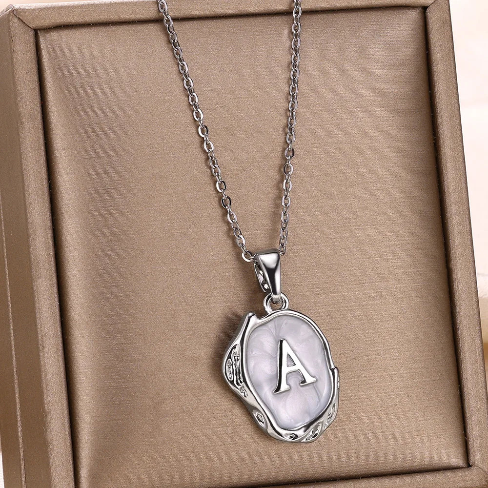 18-carat gold-plated ocean necklace with seabed initials