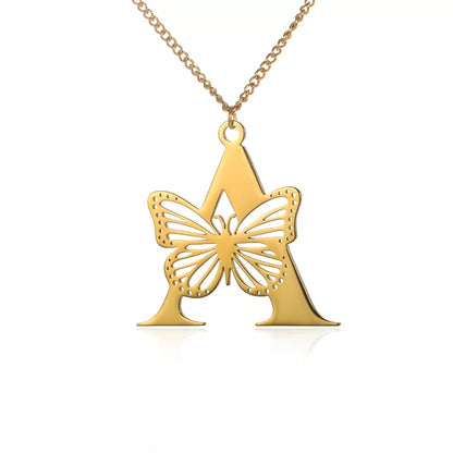 18-carat gold-plated butterfly liberty initials necklace