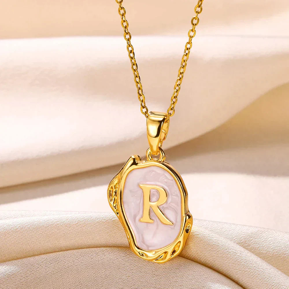 18-carat gold-plated ocean necklace with seabed initials