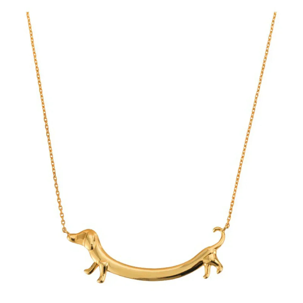 Gold Tone Dachshund Necklace