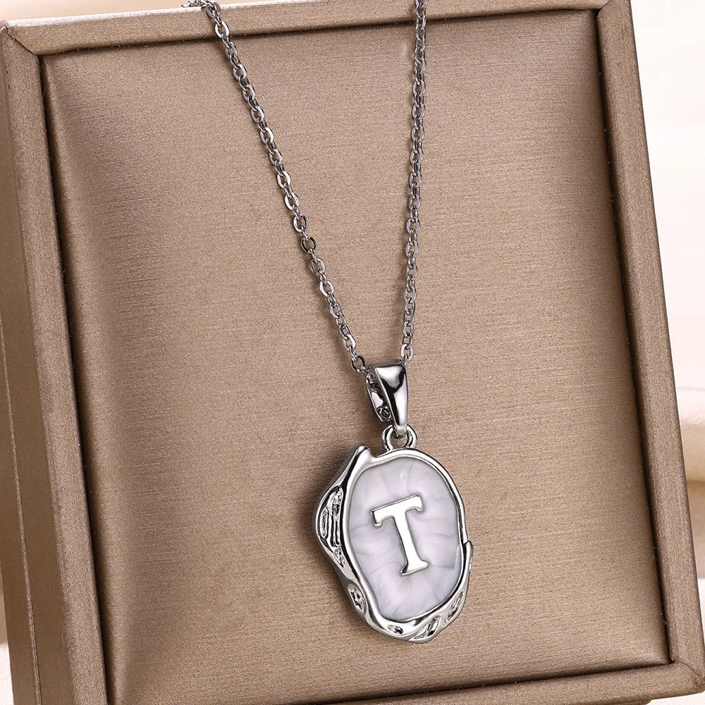 18-carat gold-plated ocean necklace with seabed initials