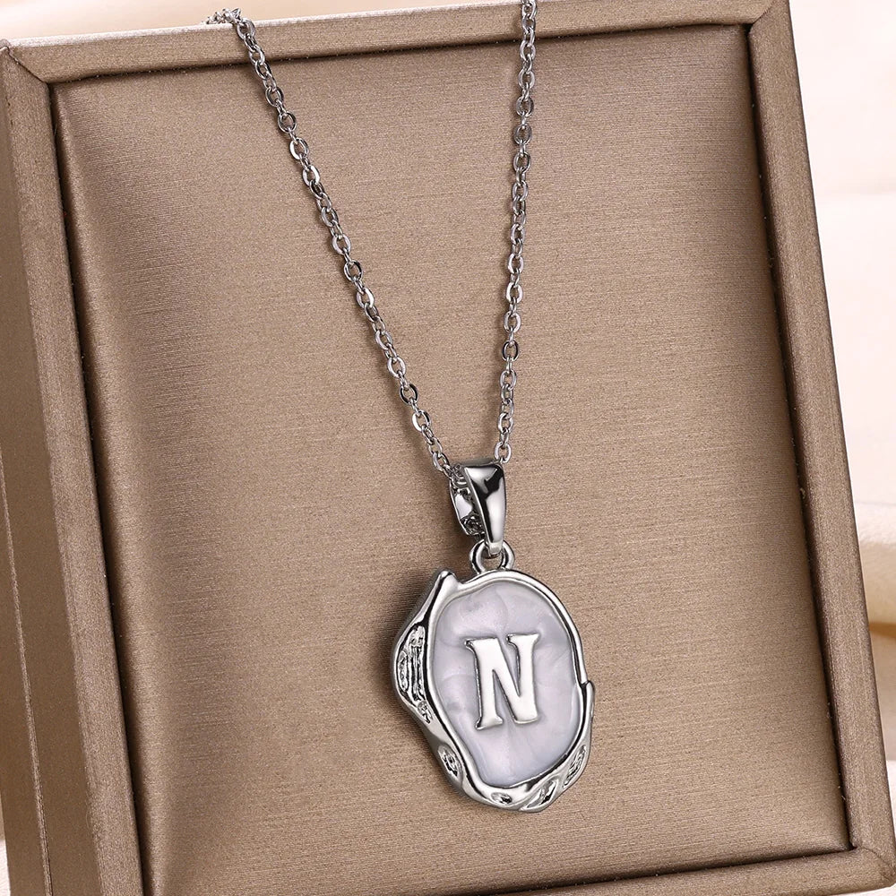 18-carat gold-plated ocean necklace with seabed initials
