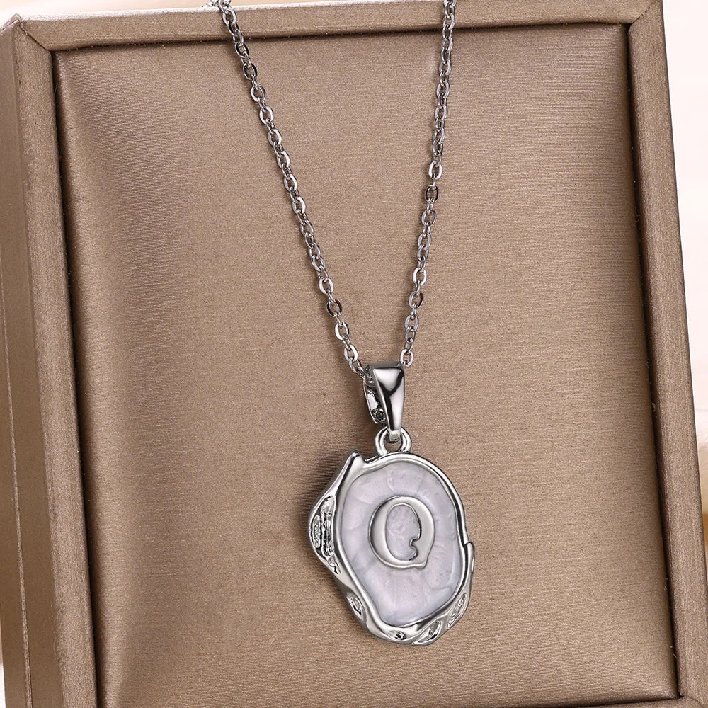 18-carat gold-plated ocean necklace with seabed initials