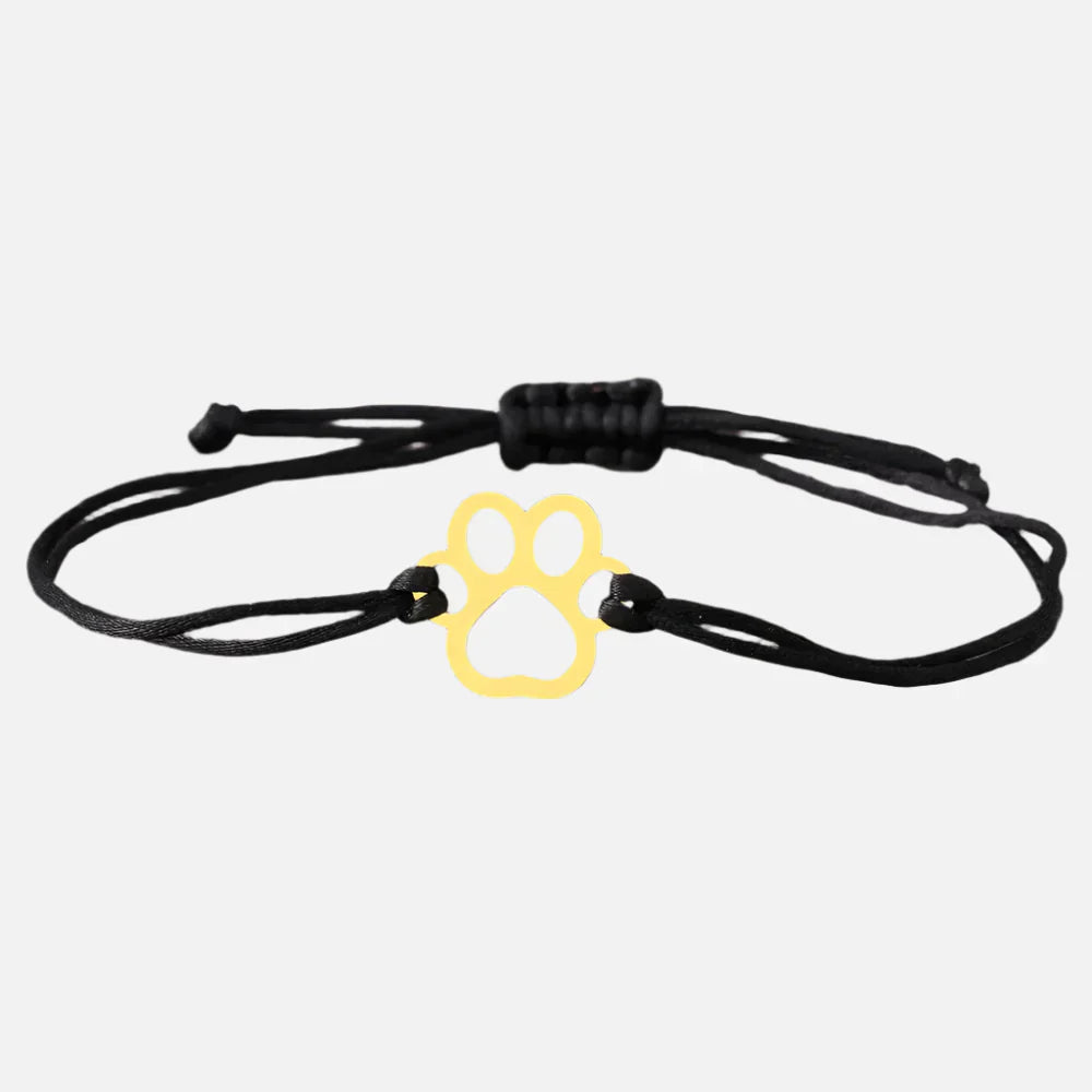 Cord Paw Print Bracelet – Adjustable Black and Red Design