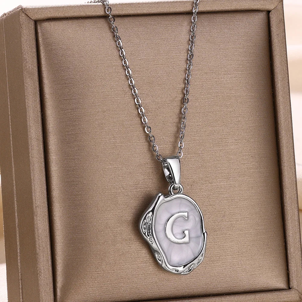 18-carat gold-plated ocean necklace with seabed initials