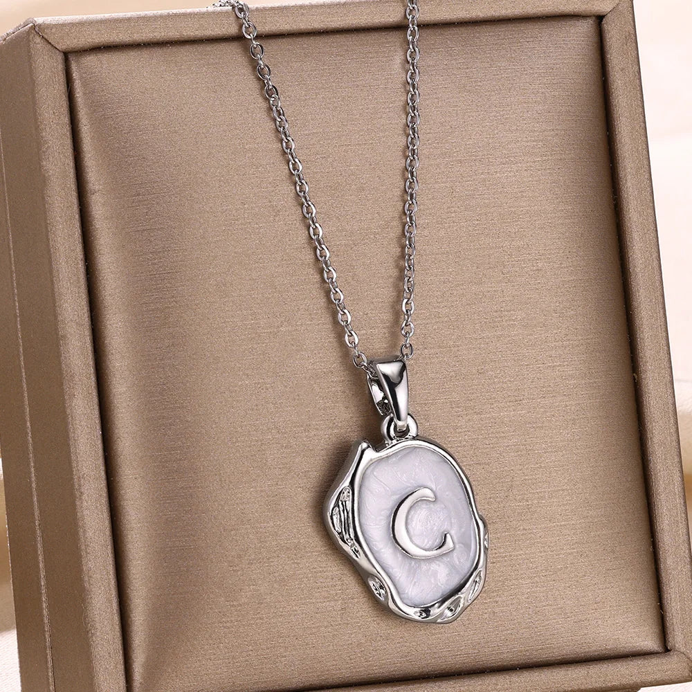 18-carat gold-plated ocean necklace with seabed initials