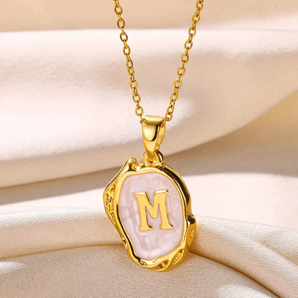 18-carat gold-plated ocean necklace with seabed initials