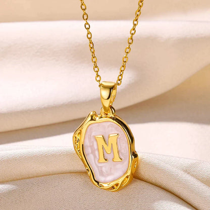 18-carat gold-plated ocean necklace with seabed initials