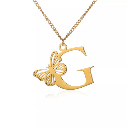 18-carat gold-plated butterfly liberty initials necklace