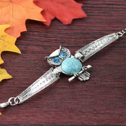 Vintage Turquoise Owl Charm Bracelet