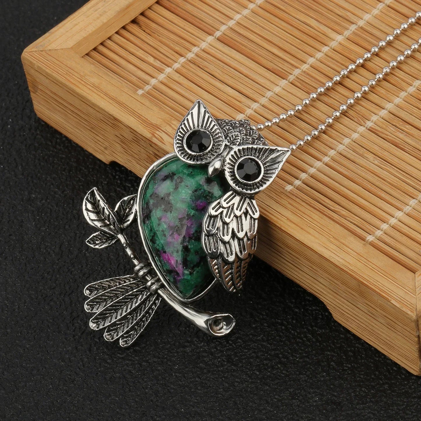 Owl Wisdom Crystal Pendant Necklace