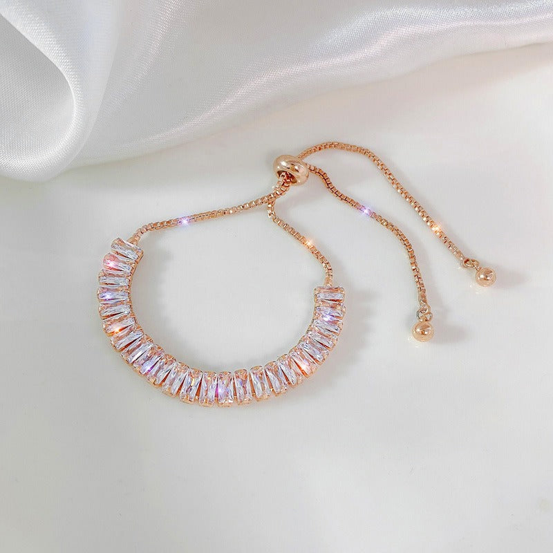 Silver crystal bracelet with 18k rose gold plating