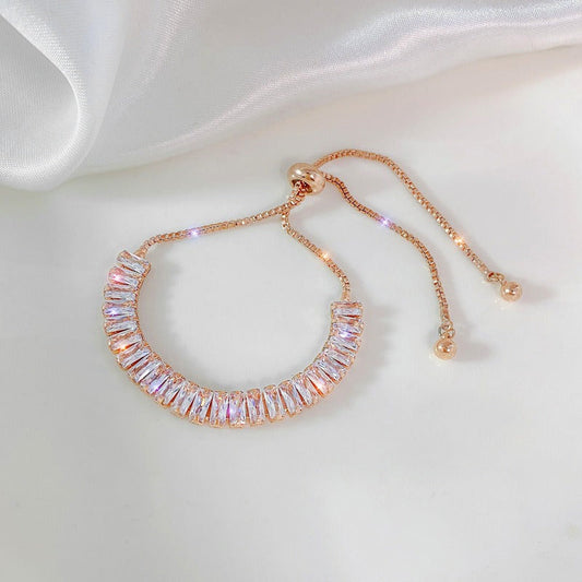 Silver crystal bracelet with 18k rose gold plating