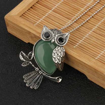 Owl Wisdom Crystal Pendant Necklace