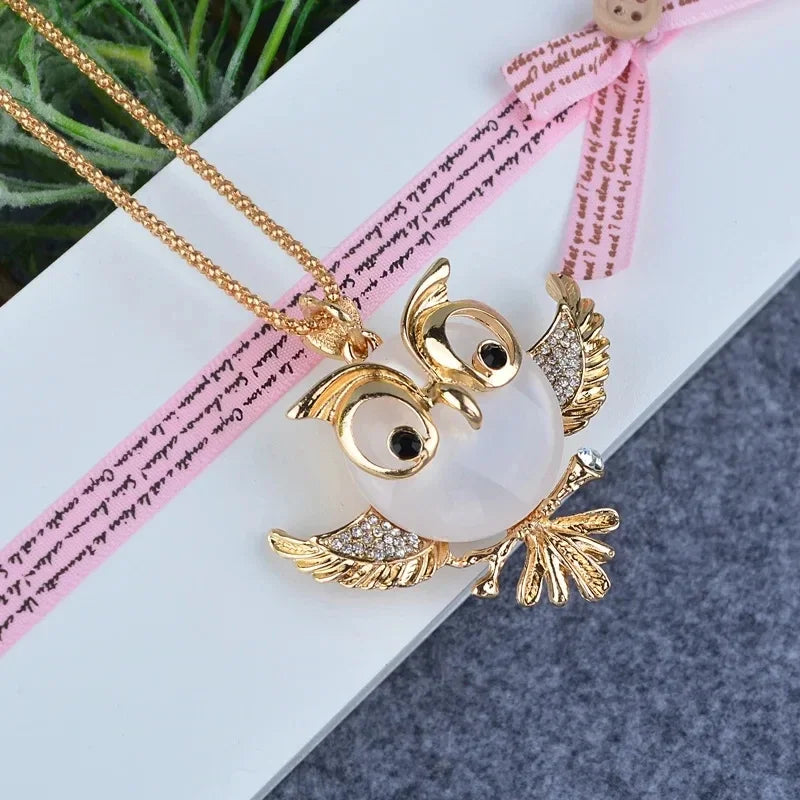 Owl Wisdom Opal Pendant Necklace