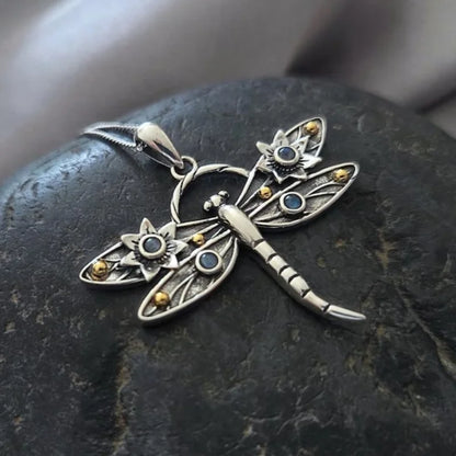 Vintage Crystal Dragonfly Pendant Necklace