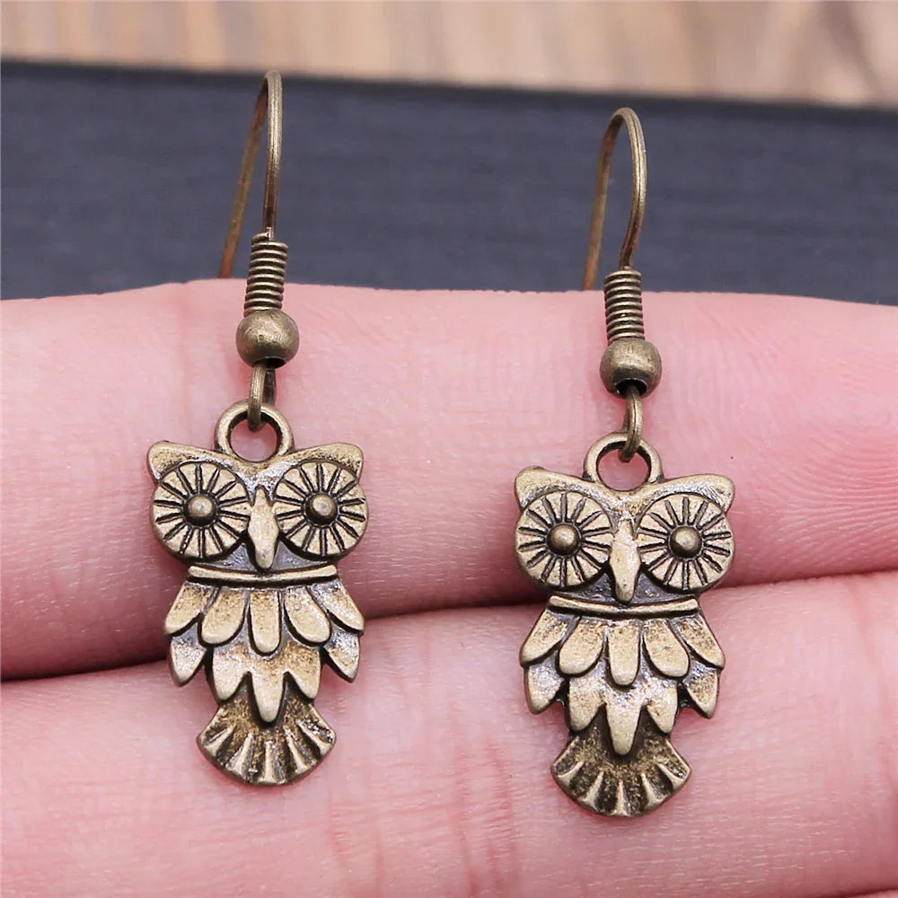 Vintage Boho Owl Tomettes Earrings
