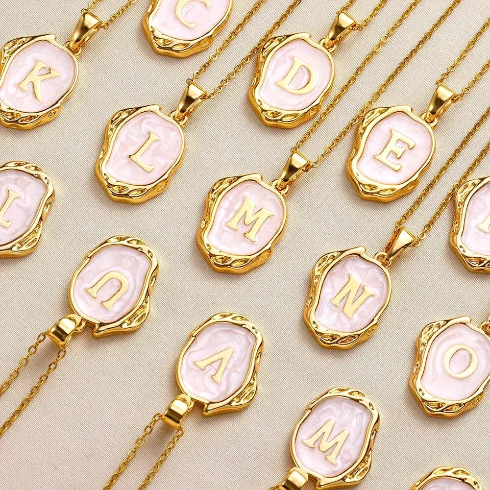 18-carat gold-plated ocean necklace with seabed initials