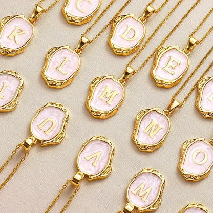 18-carat gold-plated ocean necklace with seabed initials