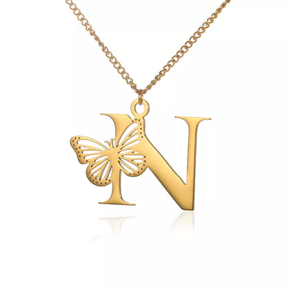 18-carat gold-plated butterfly liberty initials necklace