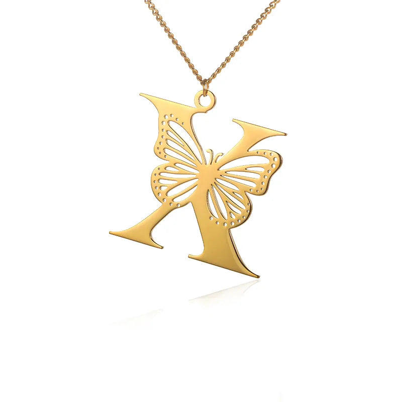 18-carat gold-plated butterfly liberty initials necklace