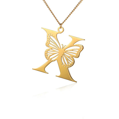 18-carat gold-plated butterfly liberty initials necklace