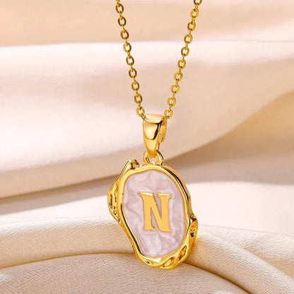 18-carat gold-plated ocean necklace with seabed initials