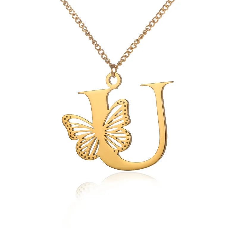 18-carat gold-plated butterfly liberty initials necklace