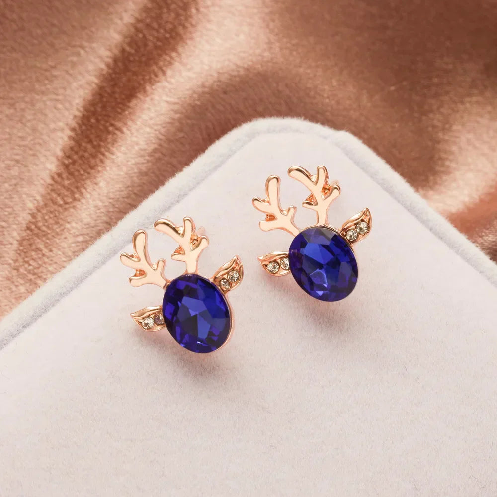 Crystal Reindeer Holiday Earrings