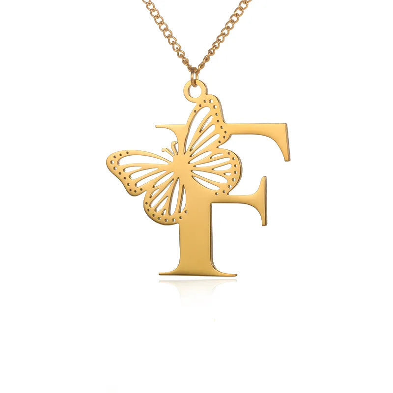 18-carat gold-plated butterfly liberty initials necklace
