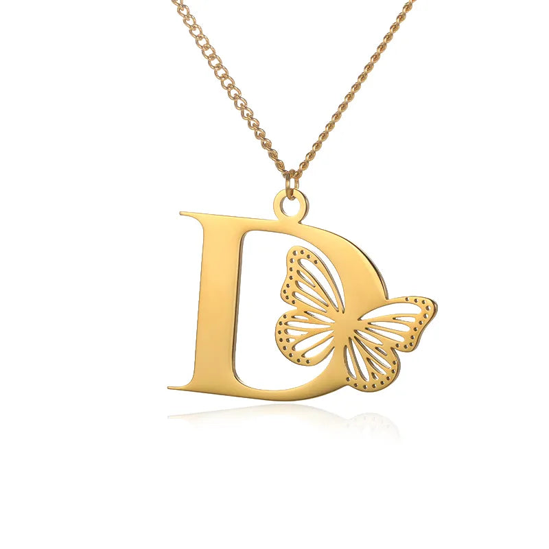 18-carat gold-plated butterfly liberty initials necklace