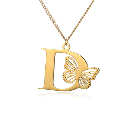 18-carat gold-plated butterfly liberty initials necklace