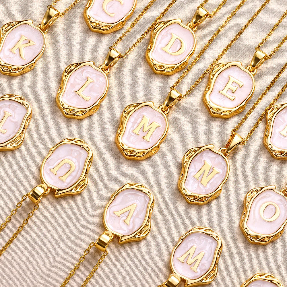 18-carat gold-plated ocean necklace with seabed initials