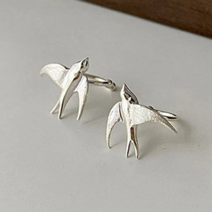 Magnificent Swallow Clip Earrings Silver