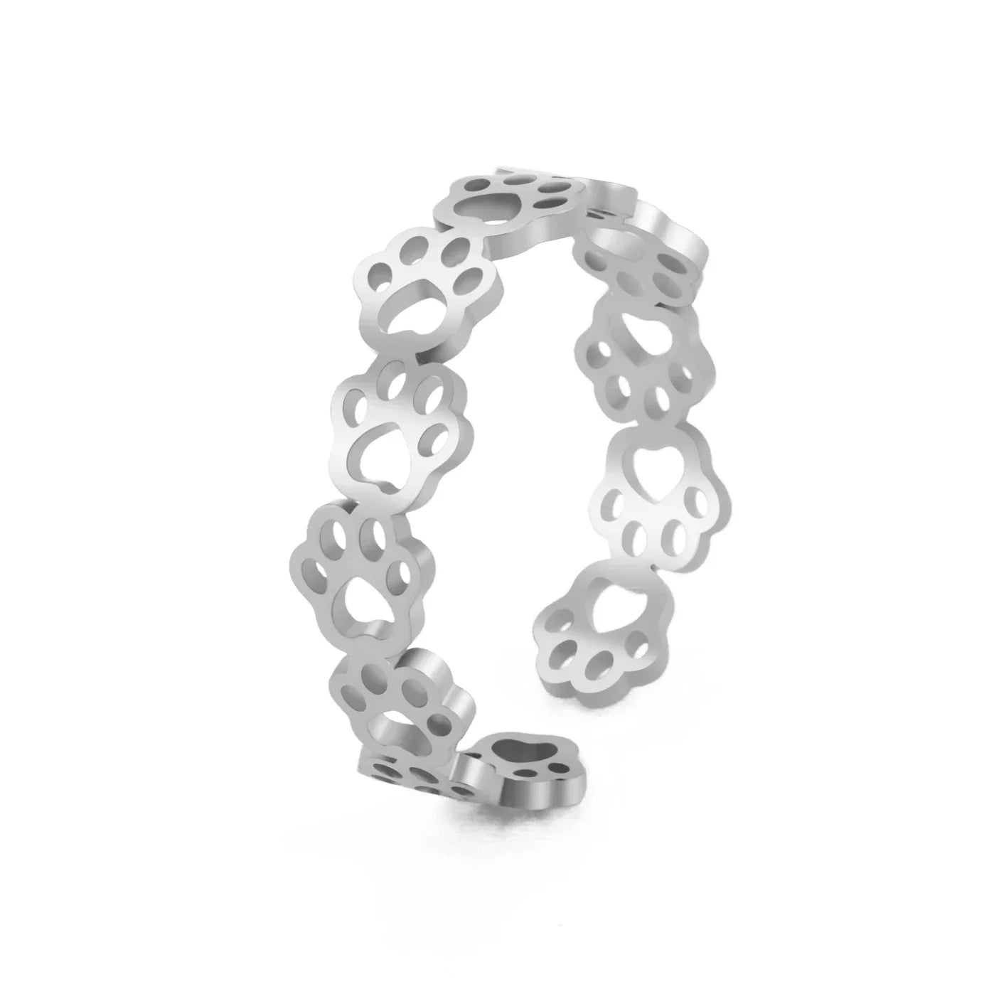 Adjustable Paw Print Ring – Stainless Steel