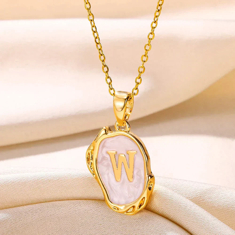 18-carat gold-plated ocean necklace with seabed initials