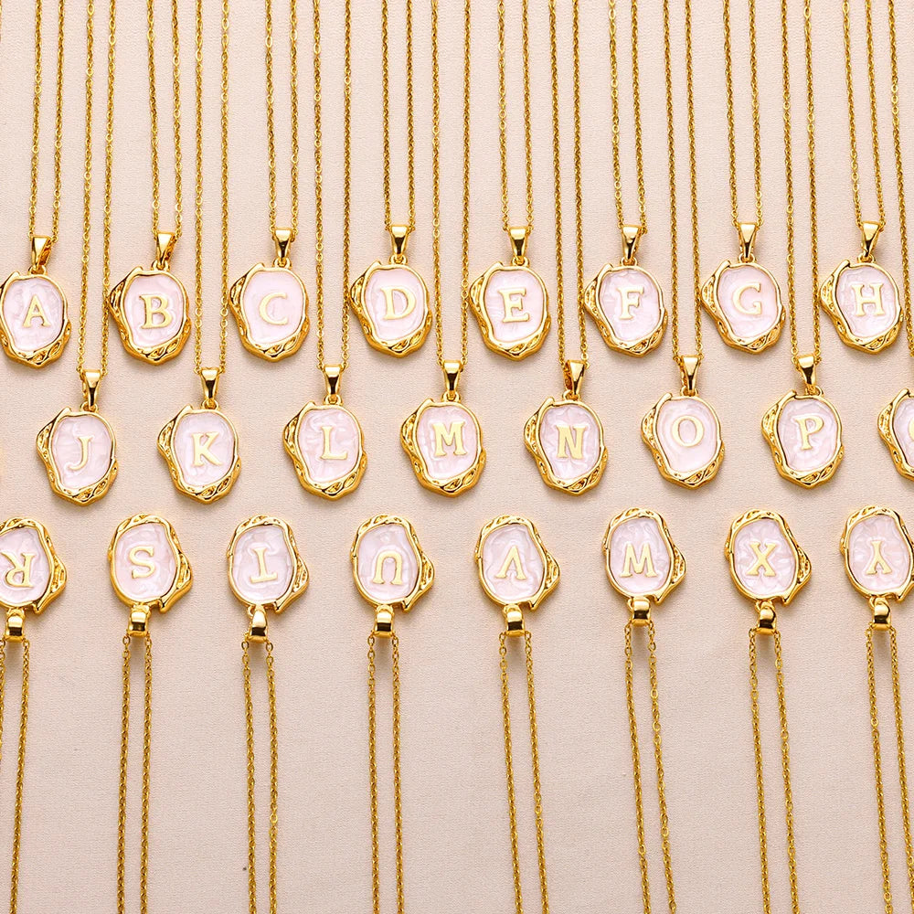 18-carat gold-plated ocean necklace with seabed initials