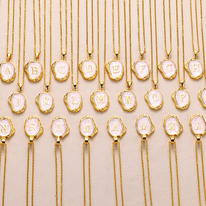 18-carat gold-plated ocean necklace with seabed initials