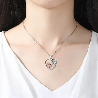Magnificent Horse Girl Heart Zircon Necklace