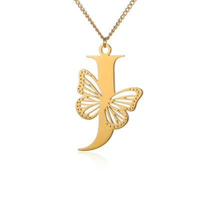 18-carat gold-plated butterfly liberty initials necklace
