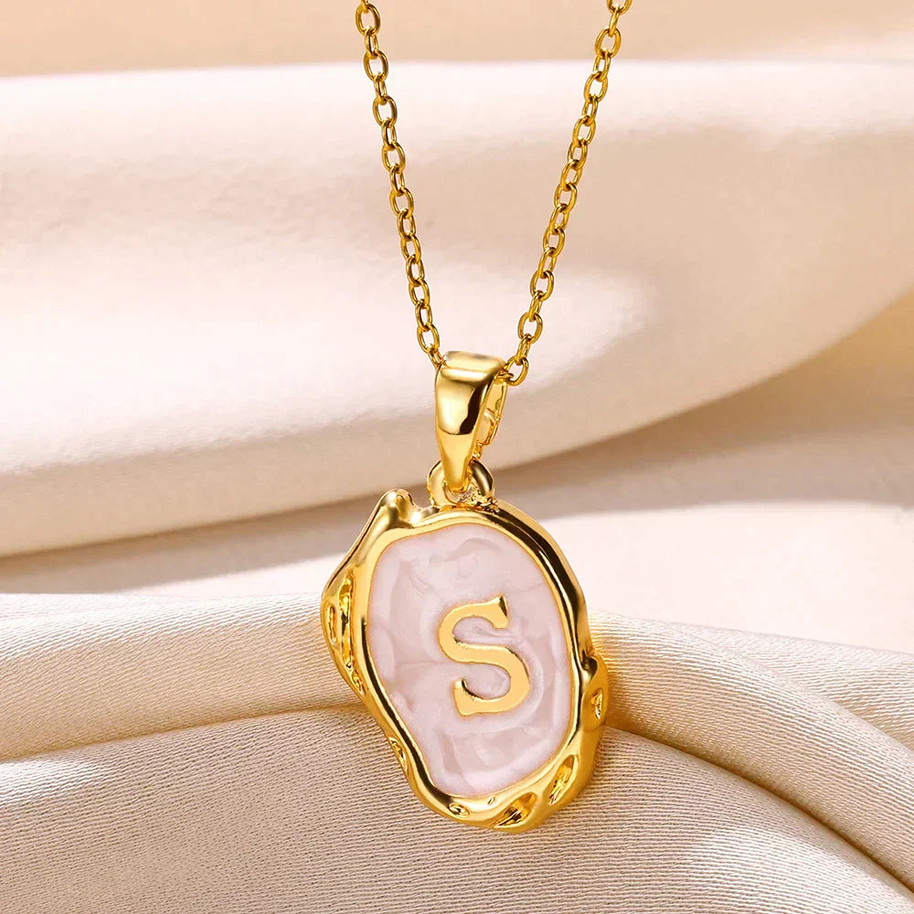 18-carat gold-plated ocean necklace with seabed initials