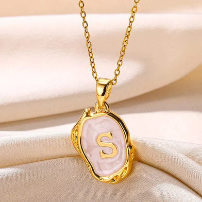 18-carat gold-plated ocean necklace with seabed initials