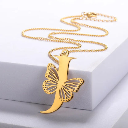 18-carat gold-plated butterfly liberty initials necklace