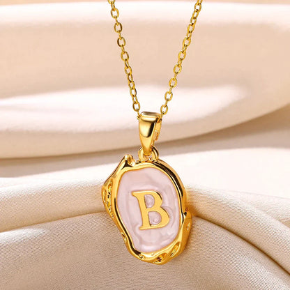 18-carat gold-plated ocean necklace with seabed initials