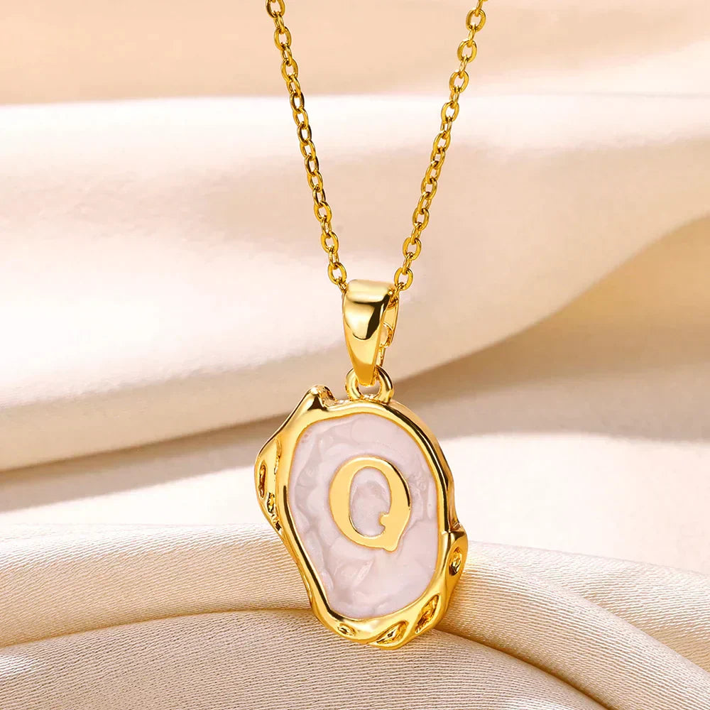 18-carat gold-plated ocean necklace with seabed initials